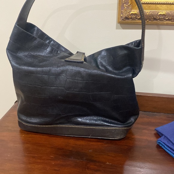 Dooney & Bourke Belvedere logo croc embossed satchel purse - Picture 2 of 11